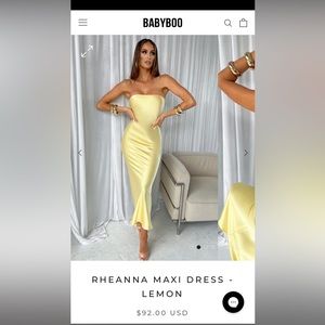 BabyBoo Rheanna Maxi Dress- Silk, Strappless, Yellow Wedding Guest Dress